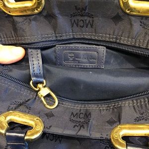 Women MCM authentic visetos blue nylon han…